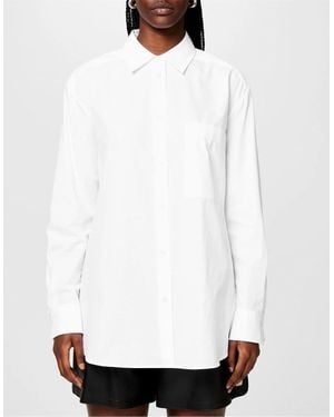 BOSS Oversize Fit Long Sleeve Shirt - White