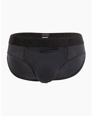 Hom Simon Stripe Modal Stretch Mini Ho1 Brief - Black