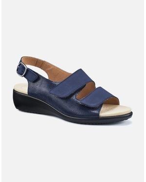 Hotter Easy Ii Wide Fit Wedge Sandals - Blue