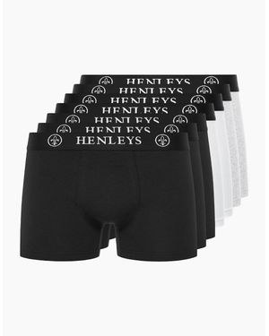 Henleys Century Boxers 7Pk Assorted - Black