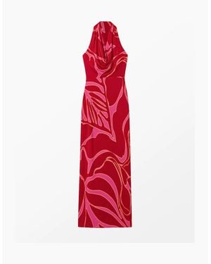 Ro&zo Petite Emilia Floral Halter Neck Dress - Red