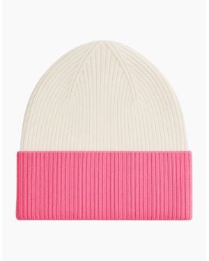 Ro&zo Colour Block Beanie With Cashmere - Pink