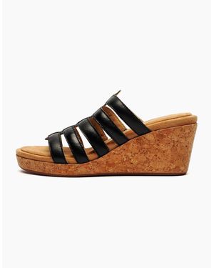 Hush Puppies Willow Wedge Leather Sandals - Brown