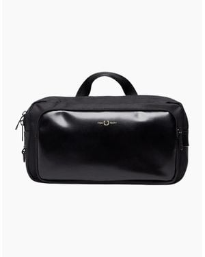 Fred Perry Nylon Twill Leather Cross Body Bag - Black