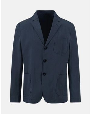 Fynch-Hatton Stretch Cotton Patch Pocket Blazer Dark - Blue