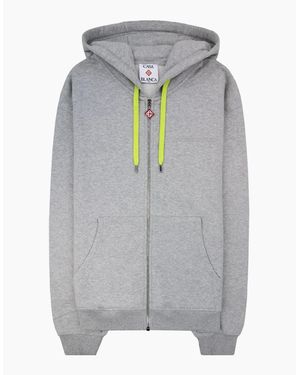 CASABLANCA Cashmere Blend Zip Hooded Sweatshirt Marle - Grey
