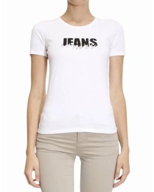 Armani Jeans 6X5T01 5J00Z T Shirt Casual Crew Neck Short Sleeve Top - White