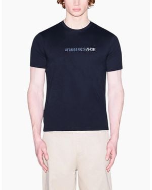 Armani Exchange T-Shirts 3D Embroidered Cotton Tee - Blue