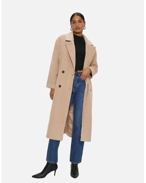 Dorothy Perkins Ladies Double-Breasted Longline Coat - Blue