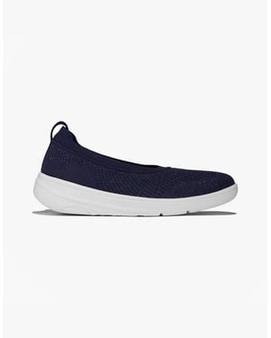 Fitflop Super-Q Knit Ballerina Shoes Metallic Midnight - Blue