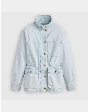 Levi's Levi's Karlie Solid Patterned Snap Button Press Stud Cuff Denim Jacket - Blue