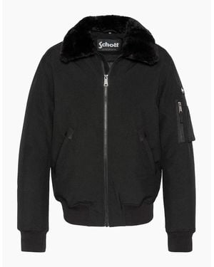 Schott Nyc Airlines Fur Collar Flight Jacket - Black