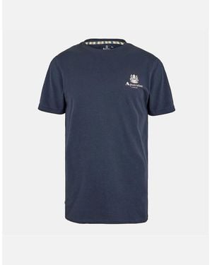 Aquascutum Regular Fit Logo Print Crew Neck T-Shirt - Blue