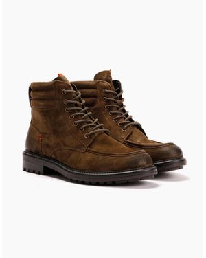 Osprey London The Pentney Waxed Suede Khaki Boots - Black