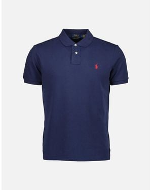 Ralph Lauren Custom Slim Fit Mesh Polo Shirt - Blue