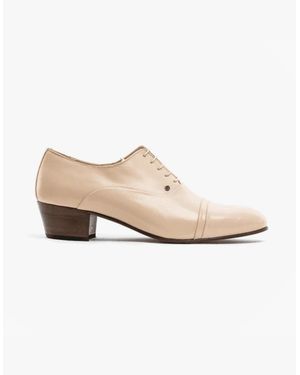 Club Cubano Cordoba Soft Leather Lace Up Cuban Heel Oxford Shoes Ivory - White