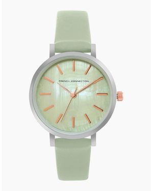French Connection Connection Case Round Shape Sea Strap Quartz Watch - Green