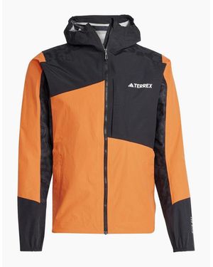 adidas Xpr Hybrid Hooded Full Zipper Colour Block Rain Jacket - Orange