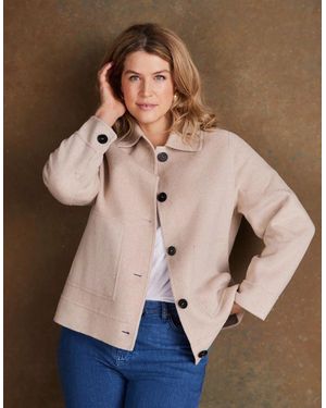 Live Unlimited London Oatmeal Short Double Faced Jacket - Natural