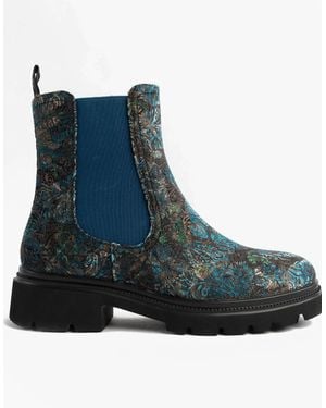Heavenly Feet Zeta Meadow Velour Chelsea Boots Velour - Blue