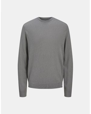 Jack & Jones Brooks Relaxed Fit Cashmere Blend Jumper Crew Sweatshirt - Grey