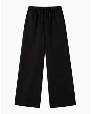 Ro&zo Drawstring Trousers With Linen - Black