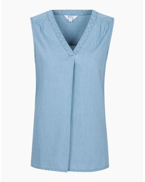 Mountain Warehouse Ladies Tuscany Chambray Sleeveless Shirt - Blue