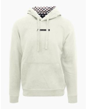 Aquascutum Hooded Neck Lacoste Lettering Sweatshirt - White