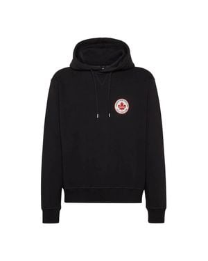 DSquared² Maple Leaf Patch Logo Cool Fit Hoodie - Black