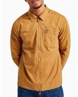 Lyle & Scott Jacket Ottoman Overshirt Regular Fit Full Zip Casual Cotton - Brown