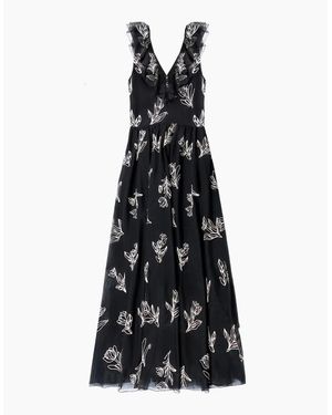 Ro&zo Tallulah Mono Embroidered Tulle Dress - Black