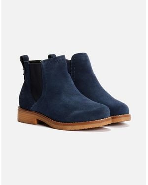Hush Puppies Maddy Wide Suede Flat Chelsea Boots - Blue