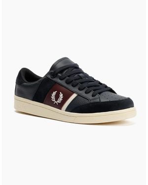 Fred Perry B725 Leather Suede /Ecru/Oxblood Trainers - Black