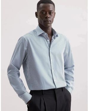 Seidensticker Regular Fit Easy Iron New Kent Striped Business Shirt Dark - Blue