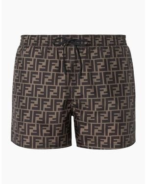 Fendi Ff Print Swim Shorts Monogram - Grey
