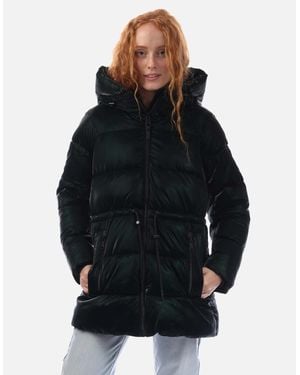 DKNY Zip Front Drawcord Puffer Jacket - Blue