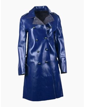 DIESEL L Lilac Jacket Double Breasted Coat Winter Reversible Overcoat - Blue