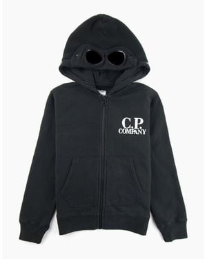 C.P. Company Undersixteen Basic Fleece Goggle Hooded Sweatshirt 999 - Blue