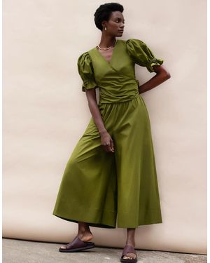 Ro&zo Khaki Cotton Poplin Culottes - Green