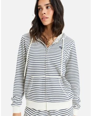 Roxy Perfect Stripe Zip Up Hoodie - Grey