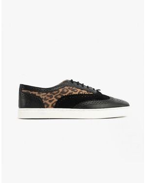 Hush Puppies Tammy Leather Brogue Trainers Light - Black