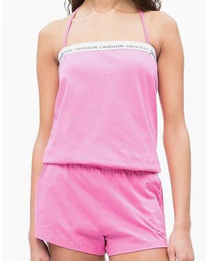 Calvin Klein Cotton Bandeau Romper Beachwear/Playsuit, Phlox - Pink
