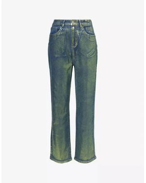 Amy Lynn Lupe Metallic Patterned Five Pocket Trousers - Green