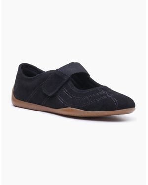 Hush Puppies Juno Suede Sneakerina Leather Flats - Blue