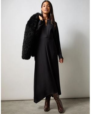 Ro&zo Petite Crepe Keyhole Midi Dress - Black