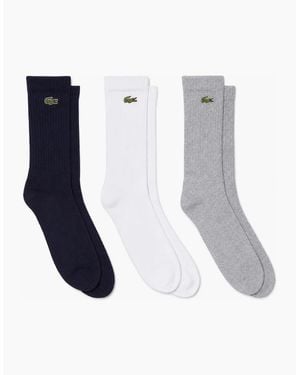 Lacoste Sport 3 Pack High Cut Socks - White