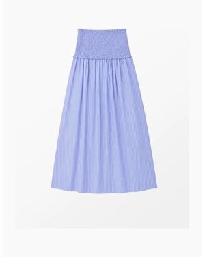 Ro&zo Petite Striped Shirred-Waist Skirt - Blue