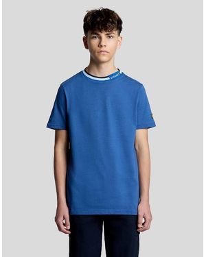 Lyle & Scott Tipped Collar Logo T-Shirt - Blue