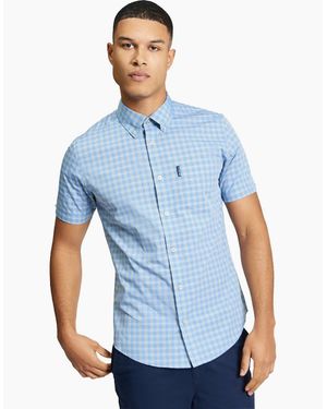 Ben Sherman Linear Gingham Short Sleeve Shirt - Blue