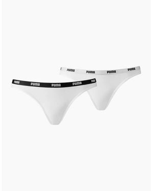 PUMA 2-Pack Classic Logo Low-Rise Bikini Briefs - White